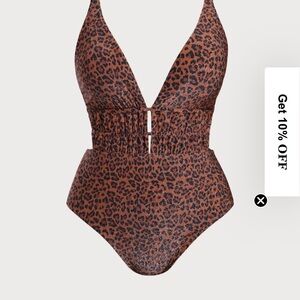 Berlook Leopard Print One-Piece Swimsuit - Brown/Black